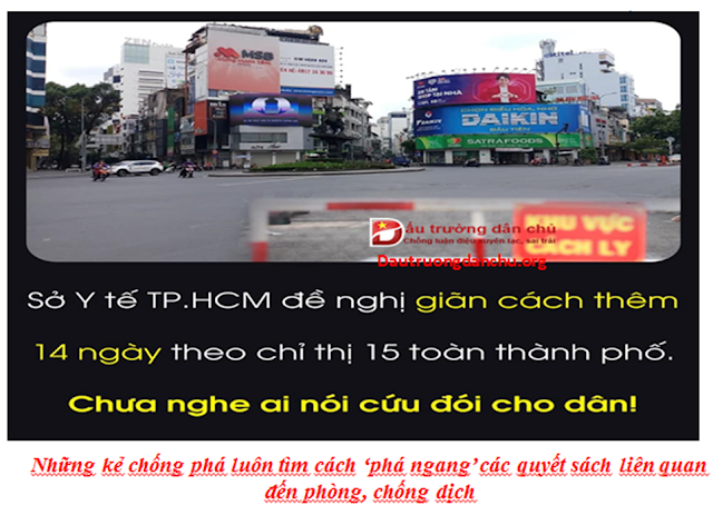 Chiêu trò 'phá ngang' của những kẻ chống phá về quyết định tiếp tục giãn cách xã hội của Thành phố Hồ Chí Minh