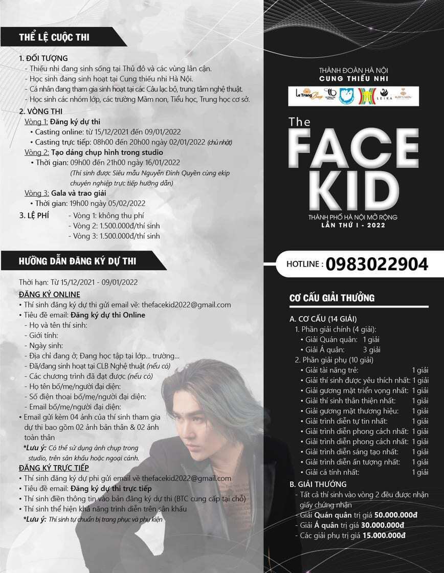 Cuộc thi ‘The Face Kid’ thành phố Hà Nội mở rộng lần thứ I năm 2022