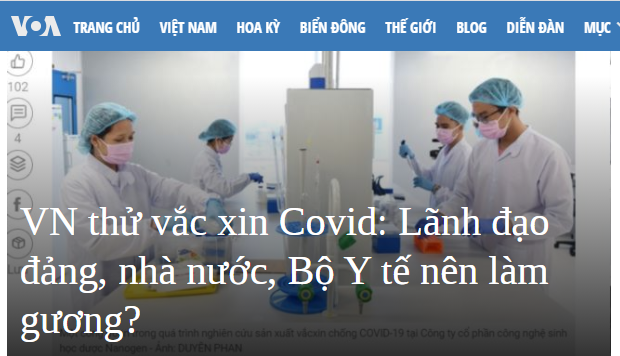 Phát biểu của Nguyễn Như Phong về thử nghiệm Vắc xin ngừa Covid-19