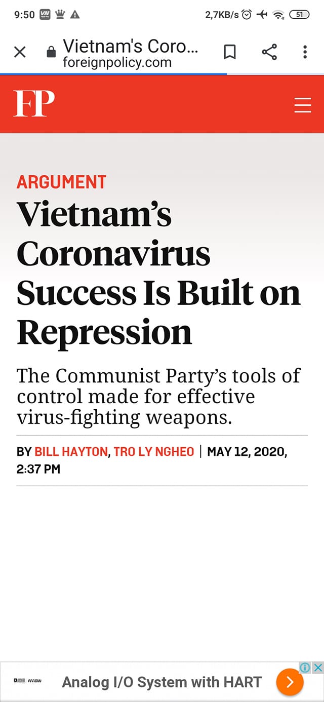 Thành công trong việc chống lại coronavirus của Việt Nam là nhờ vào vi phạm nhân quyền?!