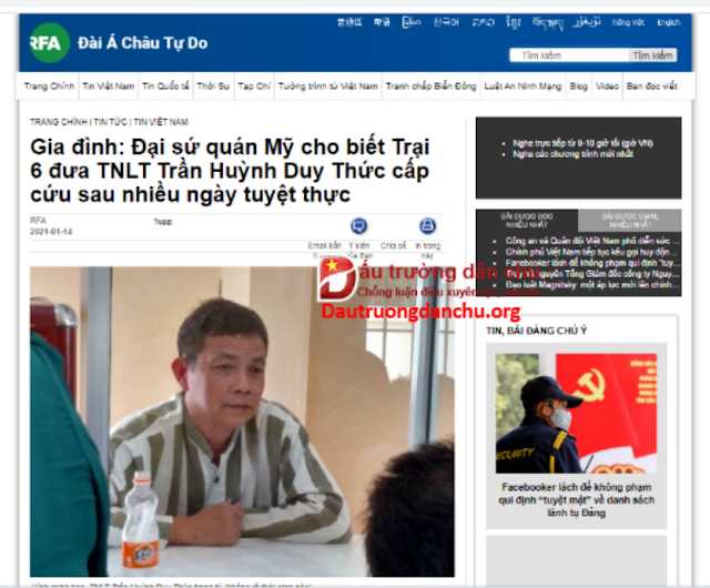 Thông tin về Trần Huỳnh Duy Thức được đưa đến bệnh viện Ba Lan: Đủ để thấy những kẻ chuyên 'chế tin' xuyên tạc