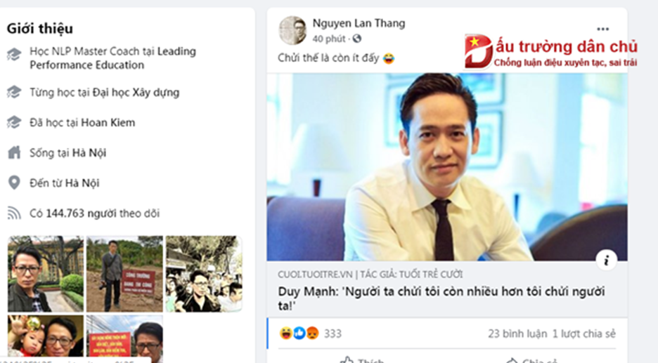 Vụ ca sĩ Duy Mạnh bị xử phạt: Phạm Đoan Trang mắng các nhà tiến sĩ dân chủ là một lũ 'ngu'