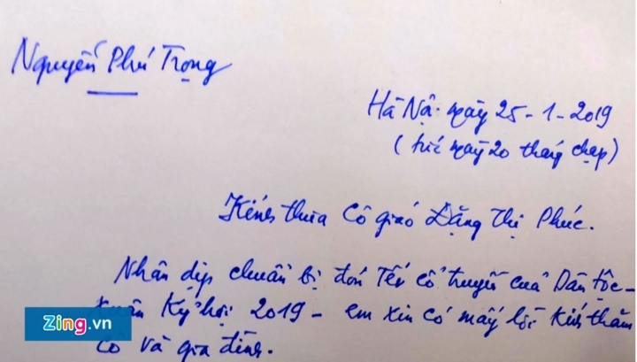 15 năm, Tổng Bí thư, Chủ tịch nước viết thư tay chúc Tết cô giáo cũ