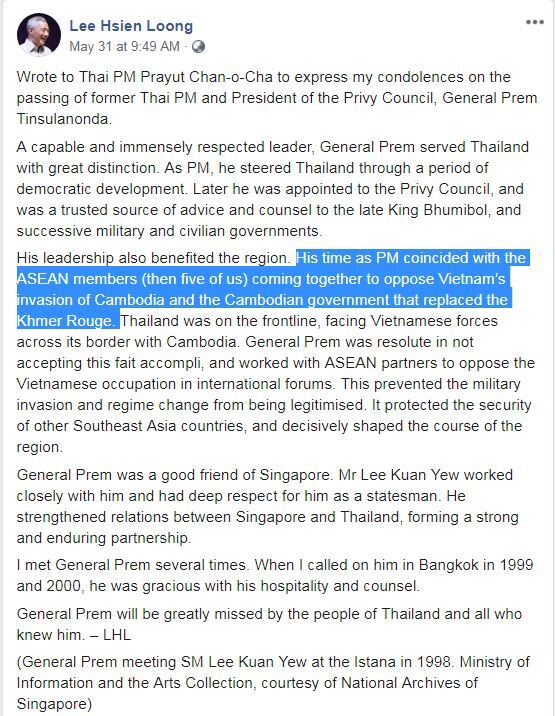 Chính trị gia và truyền thông Singapore chỉ trích Thủ tướng Lý Hiển Long sau phát ngôn cho VN xâm lược Campuchia
