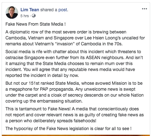 Chính trị gia và truyền thông Singapore chỉ trích Thủ tướng Lý Hiển Long sau phát ngôn cho VN xâm lược Campuchia