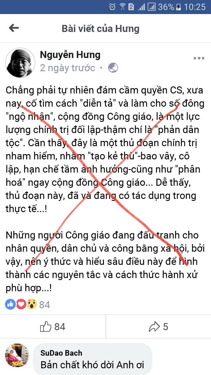 Công giáo hay bất kỳ tôn giáo nào khác trên đất nước Việt Nam đều phải chịu sự quản lý của Hiến pháp và pháp luật Việt Nam *
