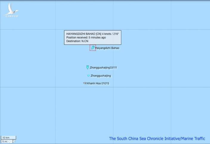 Tàu Khánh Hòa bám đuổi nhóm tàu Hải Dương 8 Trung Quốc ngoài khơi Bình Định