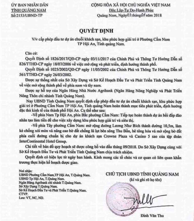 UBND tỉnh Quảng Nam khẳng định văn bản của Chủ tịch là giả mạo