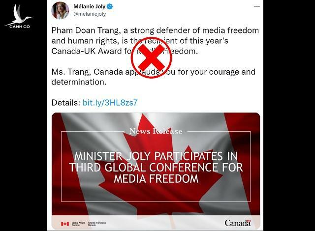 Bình luận đáng tiếc của Bộ trưởng Ngoại giao Canada về Phạm Đoan Trang