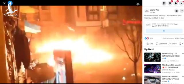 Clip người dân Kiev ào ạt ném bom xăng, ‘xe tăng’ Nga chìm trong biển lửa: Sự thật gây bão
