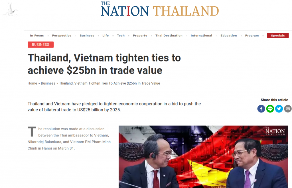Việt Nam – Thái Lan thắt chặt quan hệ, với mục tiêu đạt 25 tỷ USD giá trị thương mại