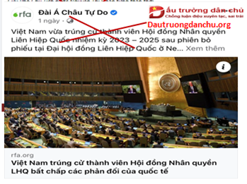 Hành động thiếu thiện chí của Rfa khi Việt Nam trúng cử vào Hội đồng Nhân quyền Liên Hợp Quốc