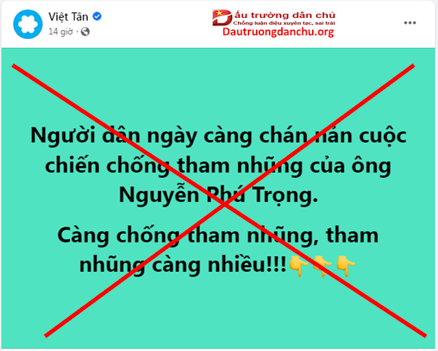 Tư duy lộn ngược của Việt Tân về cuộc chiến chống tham nhũng của Việt Nam