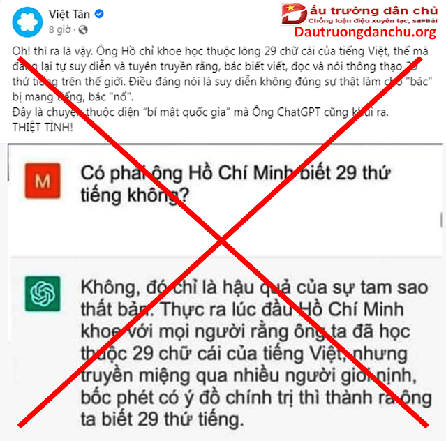 Việt Tân lợi dụng ChatGPT để xuyên tạc